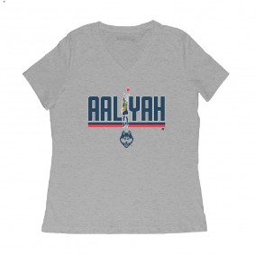 UConn Huskies Aaliyah Edwards Womens Basketball V-Neck T-Shirt - Gray