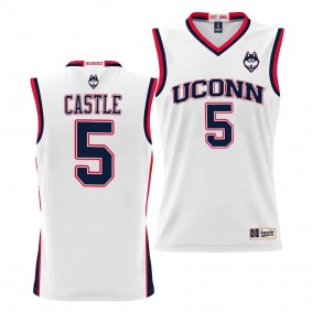 Stephon Castle UConn Huskies #5 White NIL Basketball Jersey Unisex Lightweight