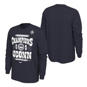 UConn Huskies 2023 NCAA Men's Basketball National Champions Celebration Long Sleeve T-Shirt Navy