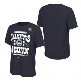 UConn Huskies 2023 NCAA Men's Basketball National Champions Celebration T-Shirt Navy
