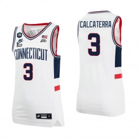 Joey Calcaterra UConn Huskies 2023 NCAA Men's Basketball National Champions Jersey White