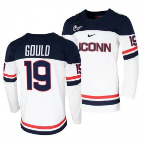 UConn Huskies Shayne Gould College Hockey White #19 Replica Jersey 2023-24