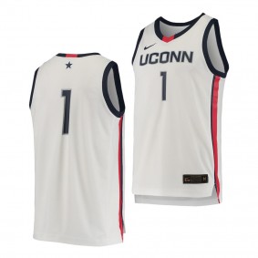 UConn Huskies Replica College Basketball #1 Jersey - White